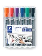 Flipchart marker készlet, 2-5 mm, vágott, STAEDTLER "Lumocolor 356 B", 6 különböző szín (TS356BWP6)