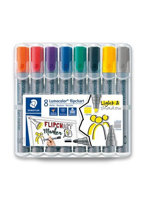 Flipchart marker vegyes készlet, 2/2-5 mm, STAEDTLER "Lumocolor® 356", 8 különböző szín (TS356SWP8)