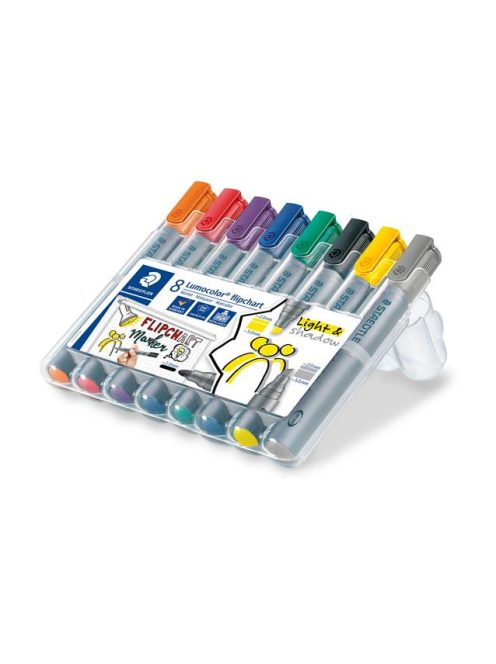 Flipchart marker vegyes készlet, 2/2-5 mm, STAEDTLER "Lumocolor® 356", 8 különböző szín (TS356SWP8)