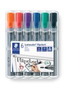 Flipchart marker készlet, 2 mm, kúpos, STAEDTLER "Lumocolor 356", 6 különböző szín (TS356WP6)