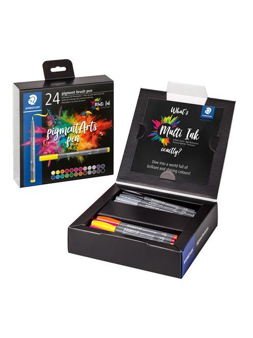 Ecsetirón készlet, STAEDTLER "Pigment brush 371", 12 különböző természeti szín (TS371C123)