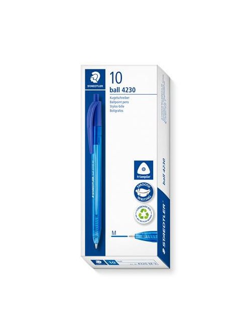 Golyóstoll, 0,5 mm, nyomógombos, STAEDTLER "Ball 423 M", kék (TS423M3)