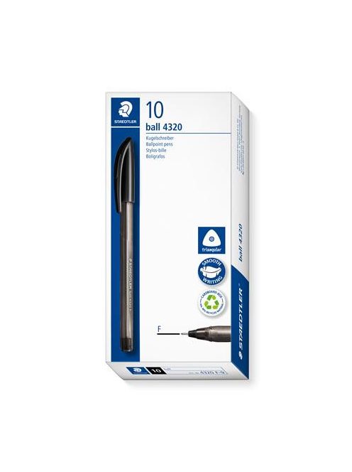 Golyóstoll, 0,3 mm, kupakos, STAEDTLER "Ball 432", fekete (TS432F9)