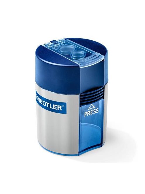 Hegyező, kétlyukú, tartályos, STAEDTLER "512", kék (TS512001)