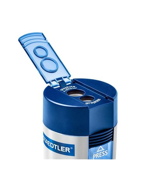 Hegyező, kétlyukú, tartályos, STAEDTLER "512", kék (TS512001)