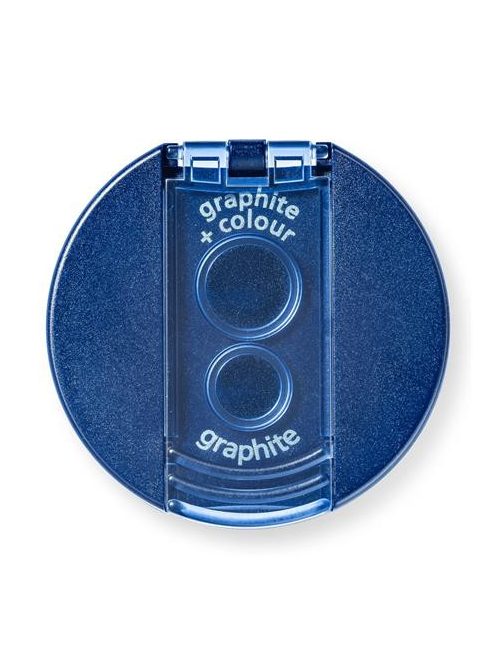 Hegyező, kétlyukú, tartályos, STAEDTLER "512", kék (TS512001)