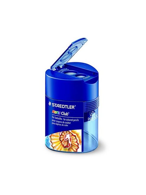 Hegyező, kétlyukú, tartályos, STAEDTLER "Noris 512 F", kék (TS512128)