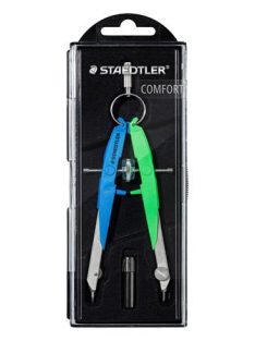   Körző készlet, precíziós, 2 darabos, STAEDTLER "Mars Comfort 556", neon kék/zöld (TS55600N1)