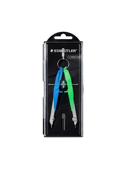 Körző készlet, precíziós, 2 darabos, STAEDTLER "Mars Comfort 556", neon kék/zöld (TS55600N1)