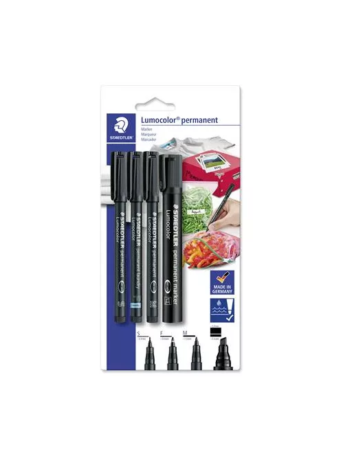 Alkoholos marker készlet, vegyes, STAEDTLER "Lumocolor® 60" 4 különböző vonalvastagság, fekete (TS60BK6)