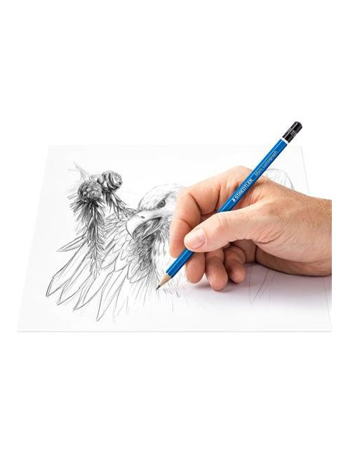 Grafitceruza készlet, hegyezővel, radírral, hatszögletű, STAEDTLER "Mars Lumograph 100", 6 különböző keménység (TS61100C6)