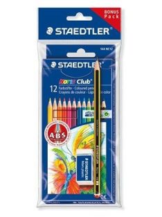   Színes ceruza készlet, hatszögletű, ajándék grafitceruzával és radírral, STAEDTLER "Noris 185", 12 különböző szín (TS61SET6)