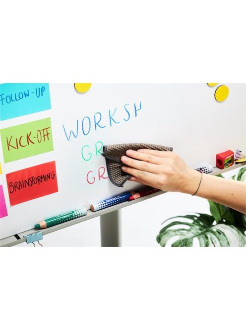 Jelölőceruza készlet, fehértáblához, flipchartpapírhoz kúpos, STABILO "MARKdry", 4 féle szín törlővel és hegyezővel (TS64845)