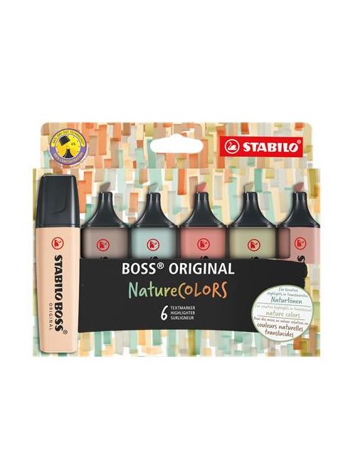 Szövegkiemelő készlet, 2-5 mm, STABILO "BOSS original NatureColors", 6 különböző szín (TS70622)