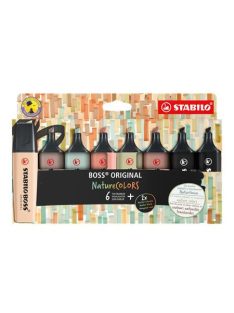   Szövegkiemelő készlet, 2-5 mm, STABILO "BOSS original NatureColors", 6 különböző szín + 2 fekete (TS70821)