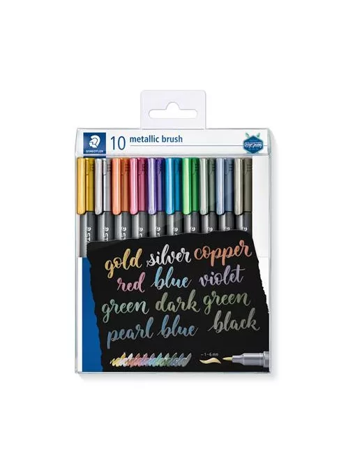 Dekormarker, 1-6 mm, kúpos, STAEDTLER "8321", 10 különböző metál szín (TS8321TB10)