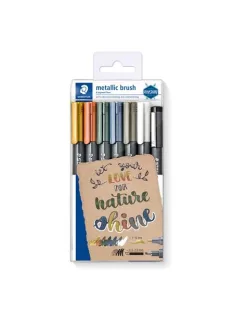   Dekormarker, 1-6 mm, kúpos, ajándék tusfilccel, STAEDTLER "8321", 6 különböző metál szín (TS8321TB7)