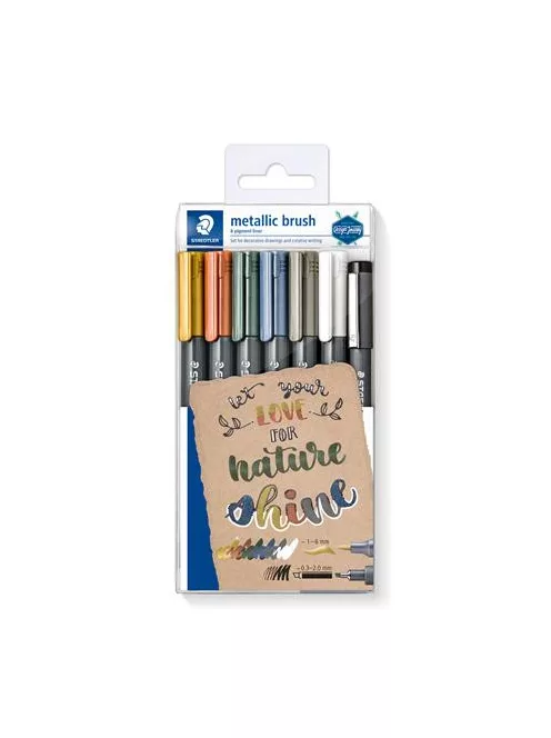 Dekormarker, 1-6 mm, kúpos, ajándék tusfilccel, STAEDTLER "8321", 6 különböző metál szín (TS8321TB7)