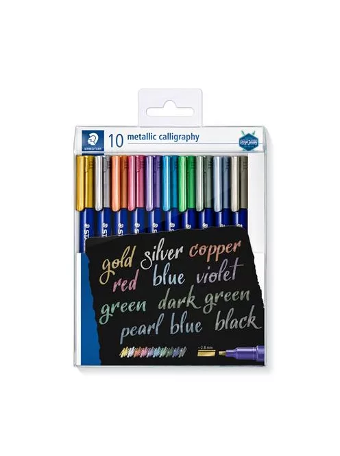 Kalligrafikus marker készlet, STAEDTLER "8325", 10 különböző metál szín (TS8325TB10)