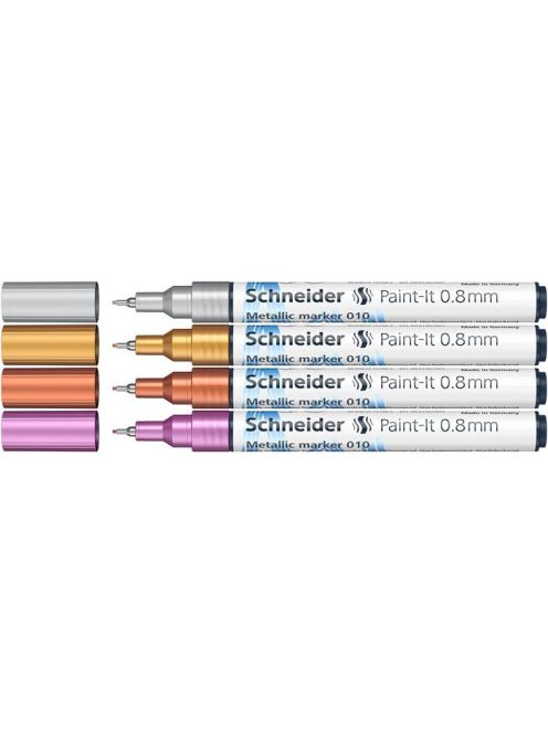 Metálfényű marker készlet, 0,8 mm, SCHNEIDER "Paint-It 010", 4 különböző szín (TSC010V41)