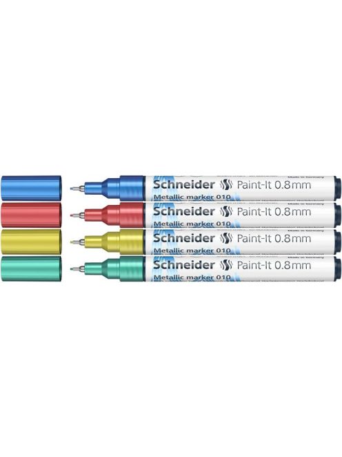 Metálfényű marker készlet, 0,8 mm, SCHNEIDER "Paint-It 010", 4 különböző szín (TSC010V42)