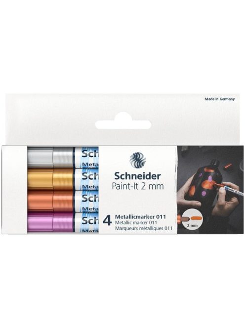 Metálfényű marker készlet, 2 mm, SCHNEIDER "Paint-It 011", 4 különböző szín (TSC011V41)