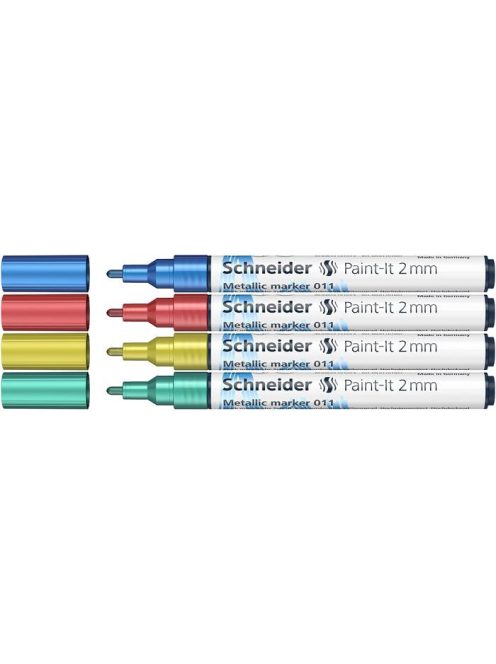 Akril marker készlet, 2 mm, SCHNEIDER "Paint-It 011", 4 különböző metálfényű szín (TSC011V42)