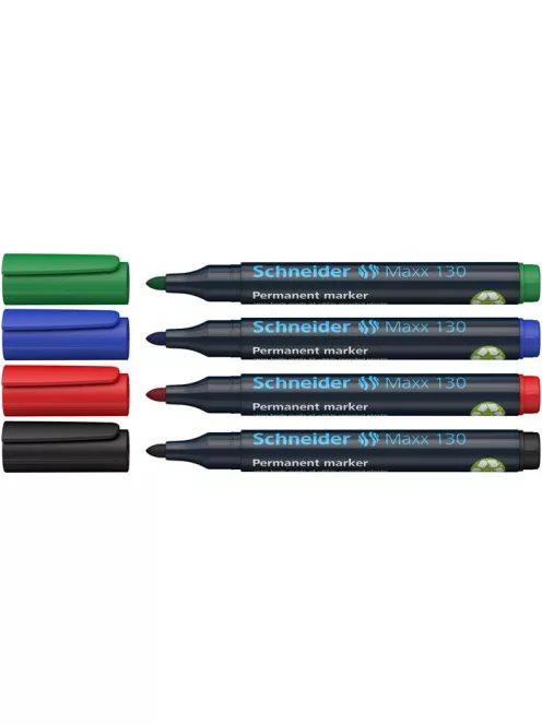 Alkoholos marker készlet, 1-3 mm, kúpos, SCHNEIDER "Maxx 130", 4 különböző szín (TSC130V4)