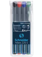 Alkoholos marker készlet, OHP, 0,4 mm, SCHNEIDER "Maxx 220 S", 4 különböző szín (TSC220V4)