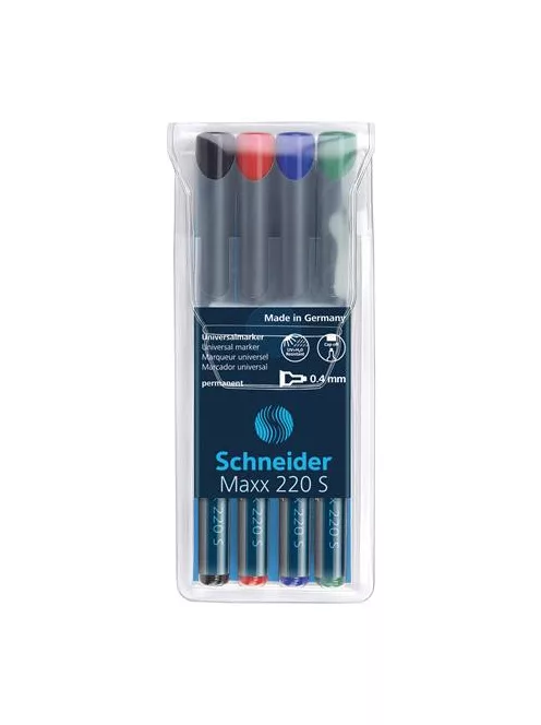 Alkoholos marker készlet, OHP, 0,4 mm, SCHNEIDER "Maxx 220 S", 4 különböző szín (TSC220V4)