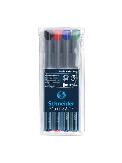 Alkoholos marker készlet, OHP, 0,7 mm, SCHNEIDER "Maxx 222 F", 4 különböző szín (TSC222V4)