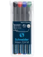 Alkoholos marker készlet, OHP, 1 mm, SCHNEIDER "Maxx 224 M", 4 különböző szín (TSC224V4)