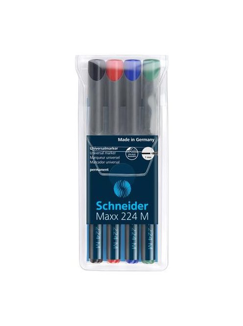 Alkoholos marker készlet, OHP, 1 mm, SCHNEIDER "Maxx 224 M", 4 különböző szín (TSC224V4)