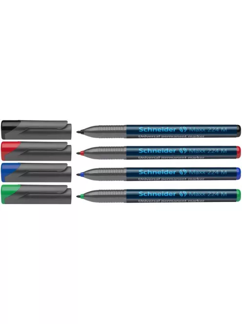 Alkoholos marker készlet, OHP, 1 mm, SCHNEIDER "Maxx 224 M", 4 különböző szín (TSC224V4)