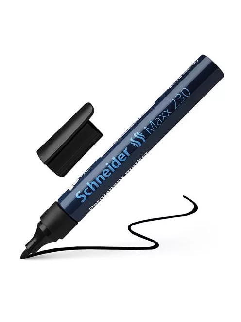 Alkoholos marker, 1-3 mm, fémházas, SCHNEIDER "Maxx 230", fekete (TSC230FK)