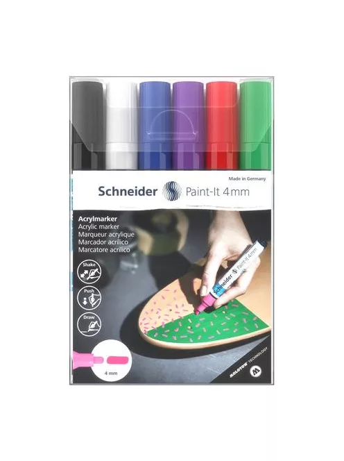 Dekormarker készlet, akril, 4 mm, SCHNEIDER "Paint-It 320", 6 különböző szín (TSC320V61)