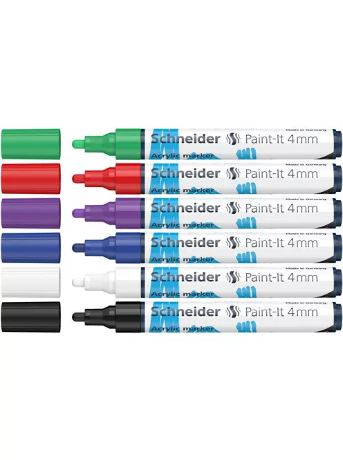 Dekormarker készlet, akril, 4 mm, SCHNEIDER "Paint-It 320", 6 különböző szín (TSC320V61)