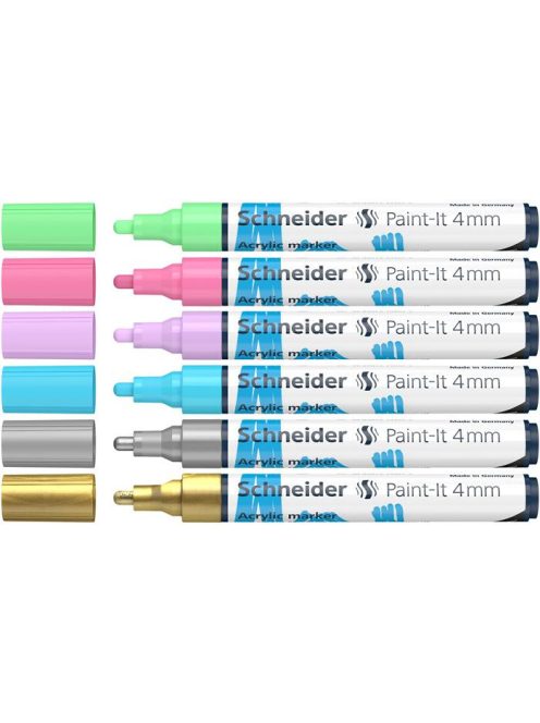 Dekormarker készlet, akril, 4 mm, SCHNEIDER "Paint-It 320", 6 különböző szín (TSC320V62)