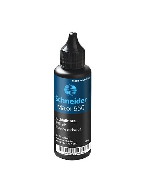 Utántöltő palack "Maxx 230 és 280" alkoholos markerekhez, 50 ml, SCHNEIDER "Maxx 650", fekete (TSC650FK)