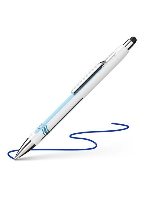 Golyóstoll, 0,7 mm, nyomógombos, érintőképernyőhöz, fehér-kék tolltest, SCHNEIDER "Epsilon Touch XB", kék (TSCEPSTFEK)