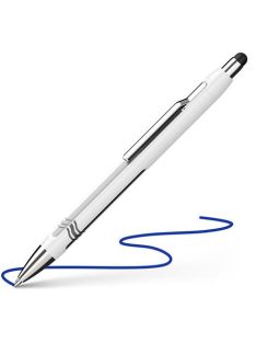   Golyóstoll, 0,7 mm, nyomógombos, érintőképernyőhöz, fehér-ezüst tolltest, SCHNEIDER "Epsilon Touch XB", kék (TSCEPSTFE)