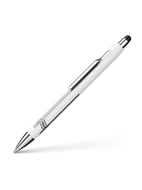 Golyóstoll, 0,7 mm, nyomógombos, érintőképernyőhöz, fehér-ezüst tolltest, SCHNEIDER "Epsilon Touch XB", kék (TSCEPSTFE)