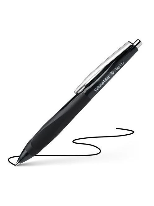 Golyóstoll, 0,5 mm, nyomógombos, fekete színű tolltest SCHNEIDER "Haptify", fekete (TSCHAPFK)