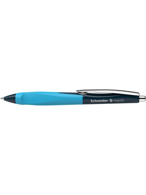 Golyóstoll, 0,5 mm, nyomógombos, sötétkék-ciánkék színű tolltest, SCHNEIDER "Haptify", kék (TSCHAPSKK)