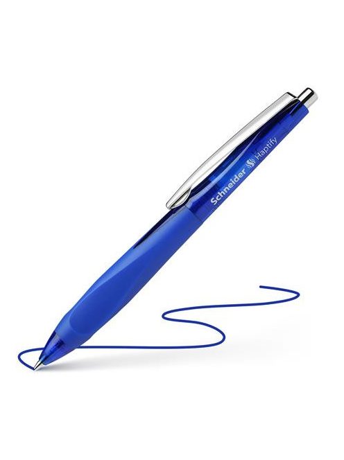 Golyóstoll, 0,5 mm, nyomógombos, sötétkék színű tolltest, SCHNEIDER "Haptify", kék (TSCHAPSK)