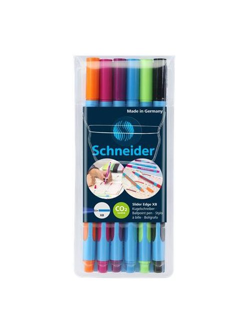 Golyóstoll készlet, 0,7 mm, kupakos, SCHNEIDER "Slider Edge XB", vegyes színek (TSCSLEXBV6)