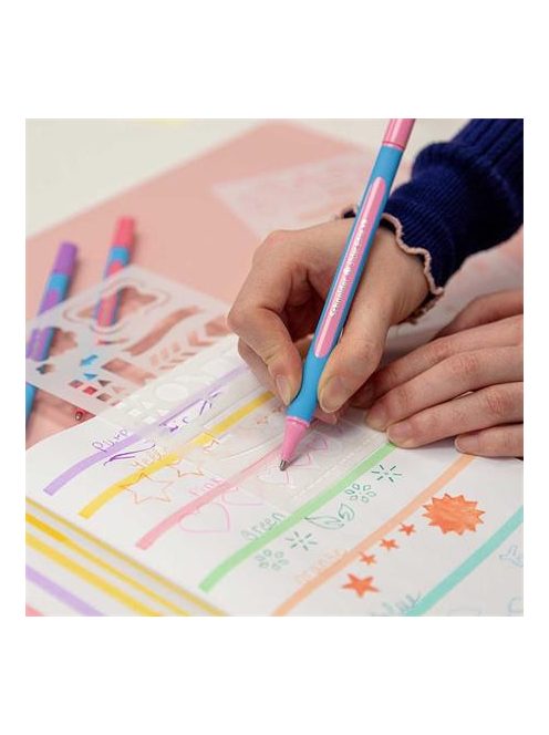 Golyóstoll, 0,7 mm, kupakos, SCHNEIDER "Slider Edge XB Pastel", rózsa (TSCSLEXPR)