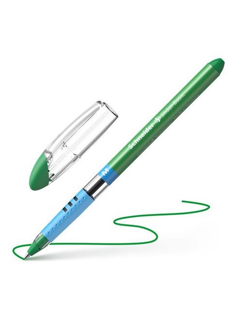 Golyóstoll, 0,5 mm, kupakos, SCHNEIDER "Slider Basic M", zöld (TSCSLIMZ)