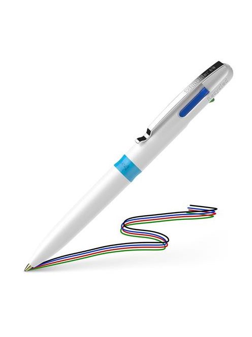 Golyóstoll, 0,5 mm, nyomógombos, négyszínű, SCHNEIDER "Take 4", fehér (TSCT4F)