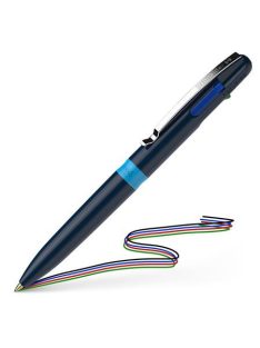   Golyóstoll, 0,5 mm, nyomógombos, négyszínű, SCHNEIDER "Take 4", sötétkék (TSCT4K)